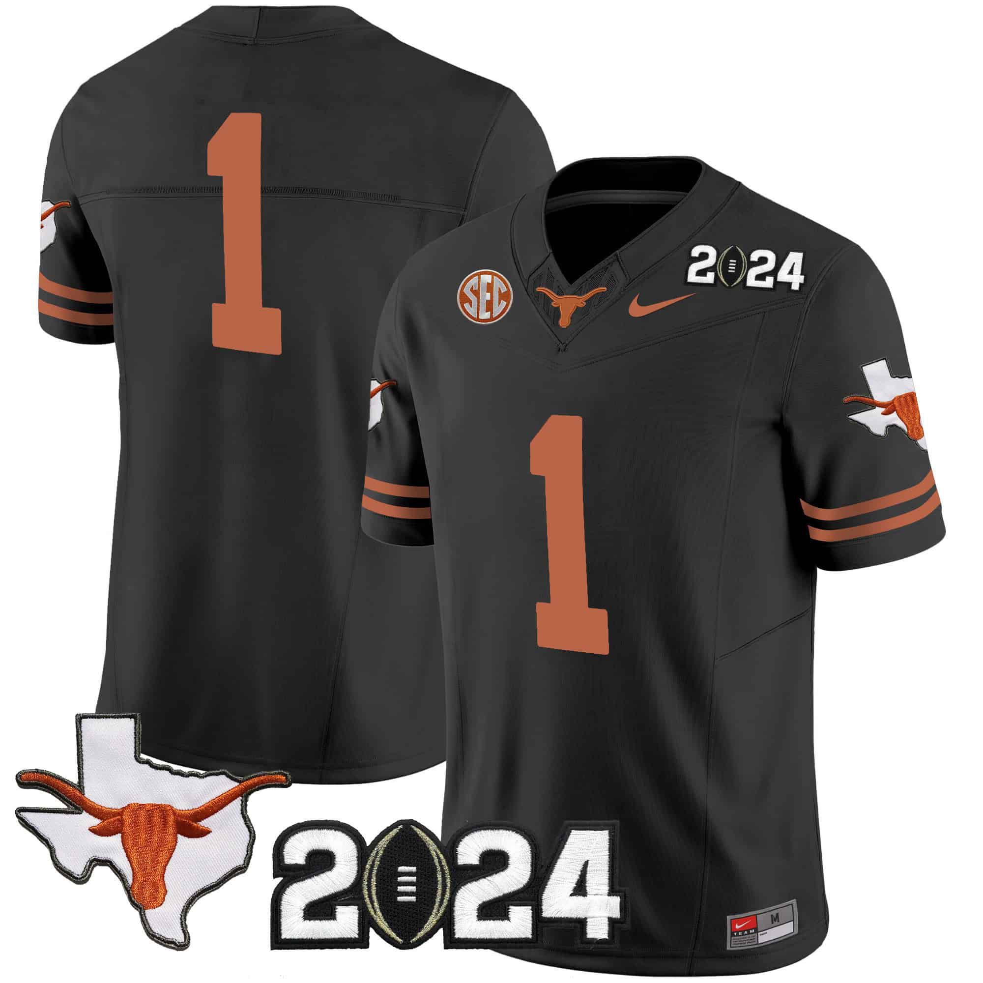 Men Texas Longhorns #1 No Name Black 2024 Nike Vapor Limited NCAA Jersey style 1->indianapolis colts->NFL Jersey